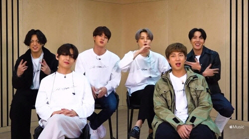 애플뮤직 '에센셜' 코너에 출연한 방탄소년단[애플뮤직 유튜브 캡처]